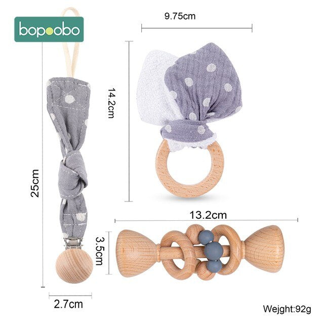 Bopoobo-collar mordedor de madera de haya para bebé
