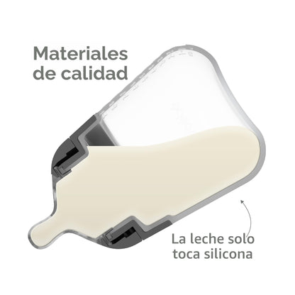 Biberón de silicona Nanobebe Flexy: anticólicos, tacto natural, 9oz