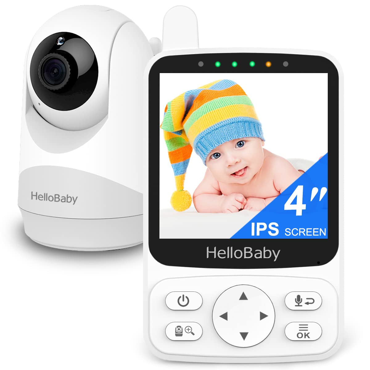 HelloBaby Monitor con batería de 29 horas de duración y pantalla IPS de 4 pulgadas, sin WiFi, monitor de video para bebé con cámara y audio