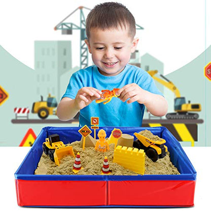 Kenlaimi Play Construction Sand Kit - Arena de 3 libras con 3 camiones de construcción grandes