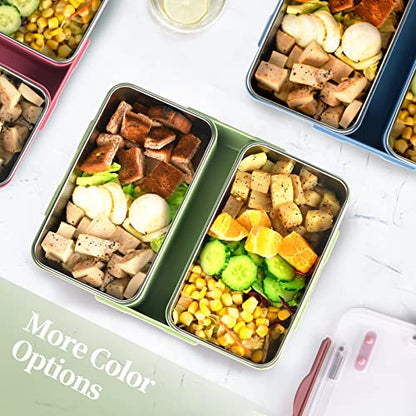 Fiambrera de acero inoxidable (grande), contenedores de almuerzo-verde