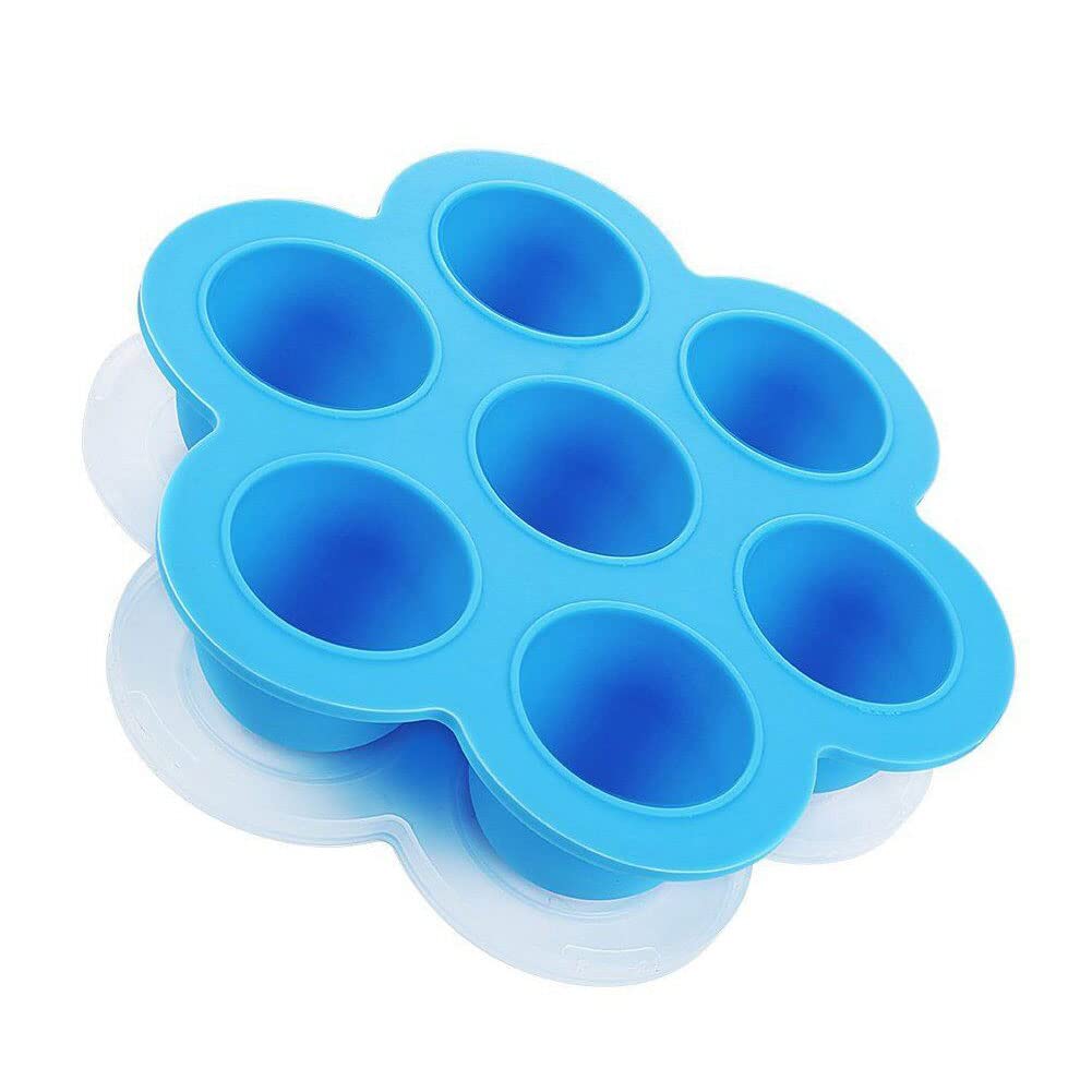 Recipiente de almacenamiento de alimentos de silicona con tapa, azul