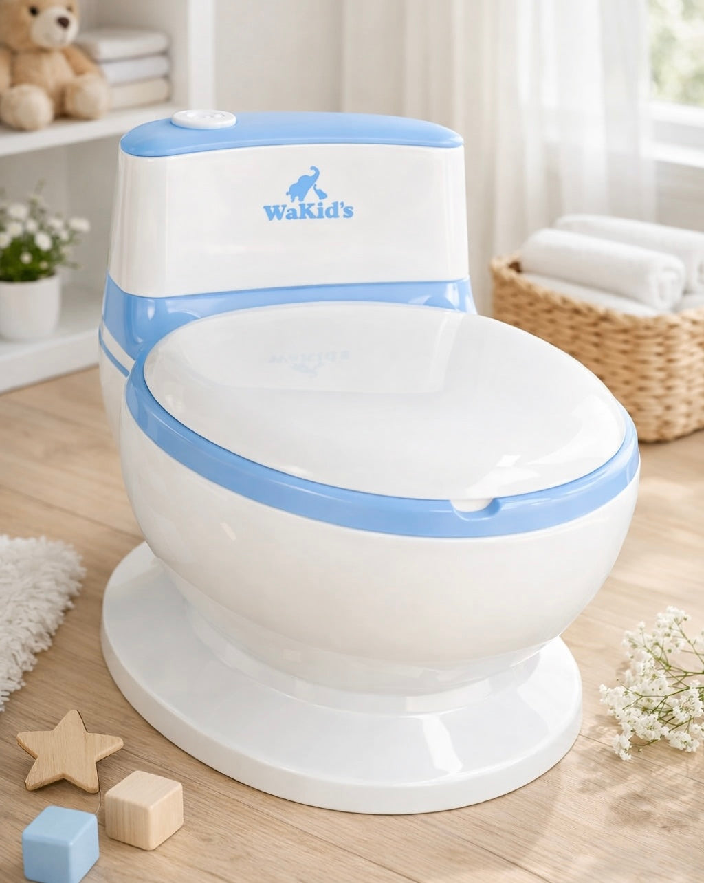 Inodoro para niños con sonido celeste