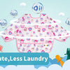 Babero impermeable de manga larga, diseño búhos rosa