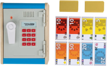 Playtive- Juego de Caja fuerte para juguetes de Madera