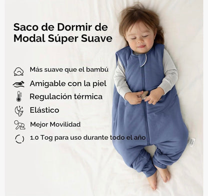 BubblePanda Saco de dormir modal para niños pequeños con pies 1,0 tog,1-2 años