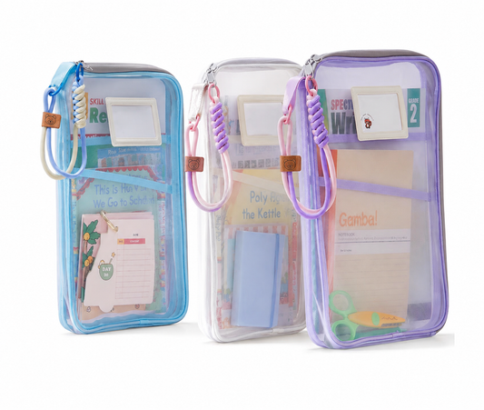 Paquete de 3 bolsas de malla con cremallera para suministros escolares
