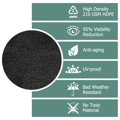 HilarityMax Pantalla de privacidad para balcón, 3.5 x 16.5 pies, negro