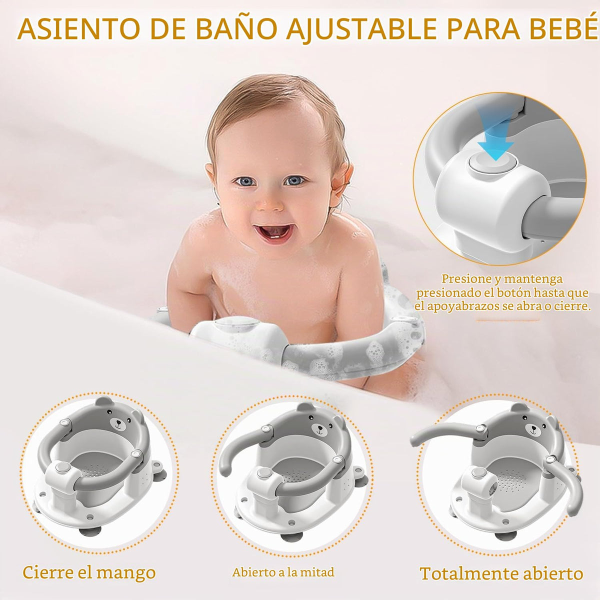 Asiento de baño para bebés de 6 meses en adelante