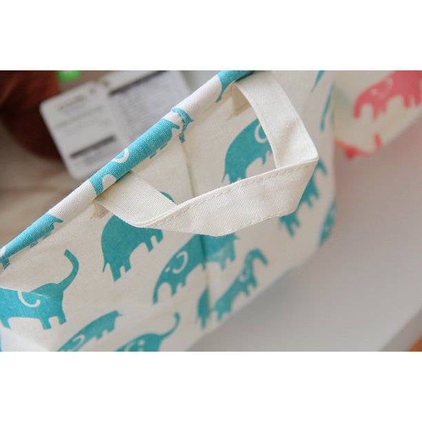 Cesta de almacenamiento de juguetes y caja organizadora con estampados de elefantes verdes