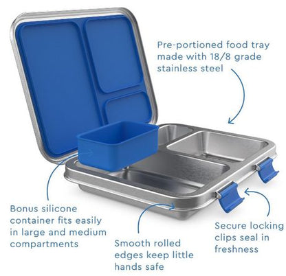 Bentgo- Recipiente para lonchera de acero inoxidable para niños  - Azul