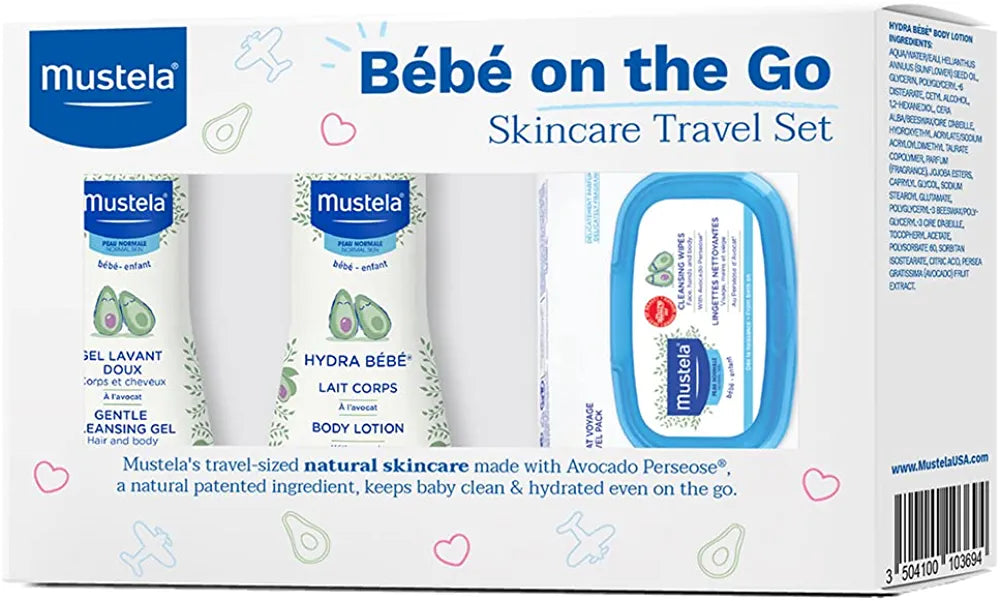 Mustela Bebe On-The-Go - Juego de regalo para el cuidado de la piel del bebé y el baño