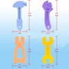 Sacadientes, mordedores de silicona con forma de herramientas para bebé con clips sostenedores, 7 unidades
