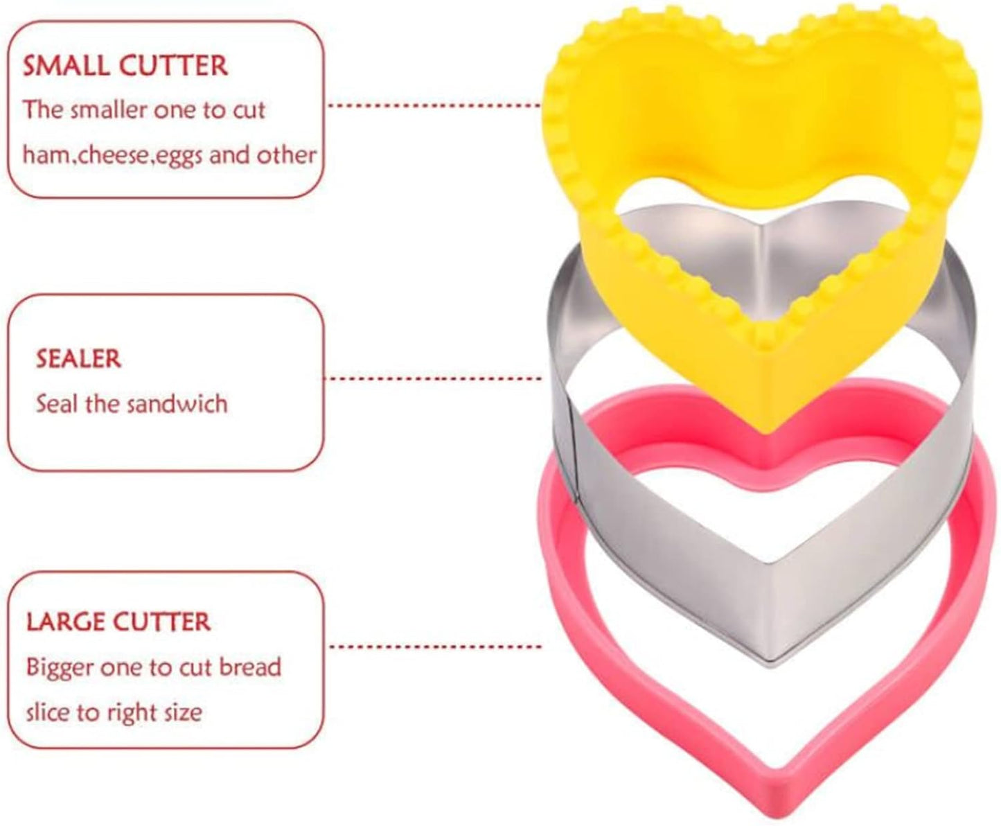 2 piezas de cortadores de sándwiches y sellador, y 5 cortadores de fruta y verdura