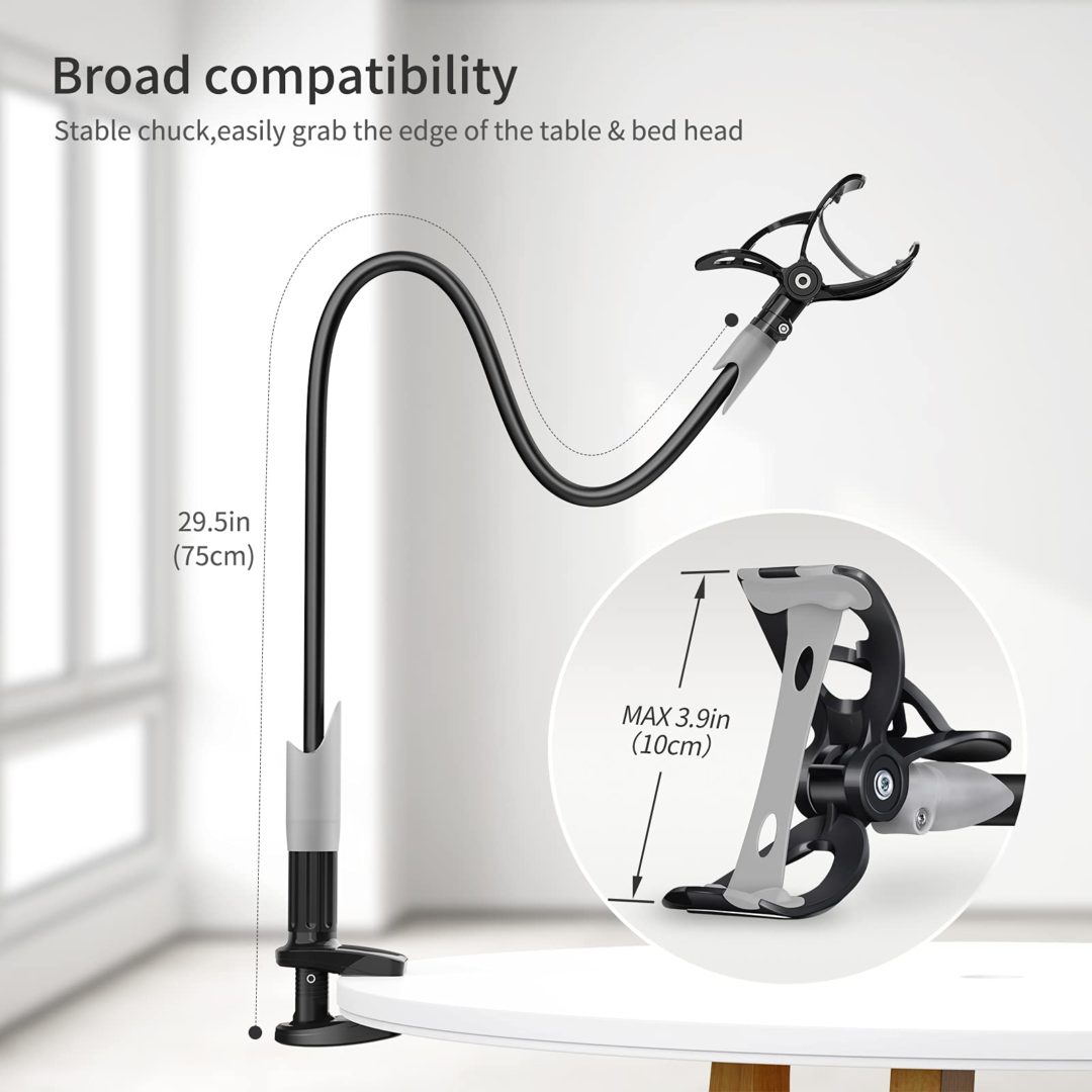Saiji Gooseneck - Soporte universal para teléfono celular, negro