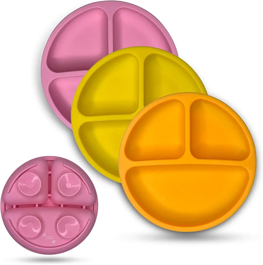 Sparkling Stationery - Platos de silicona con succión para bebés con Tapas