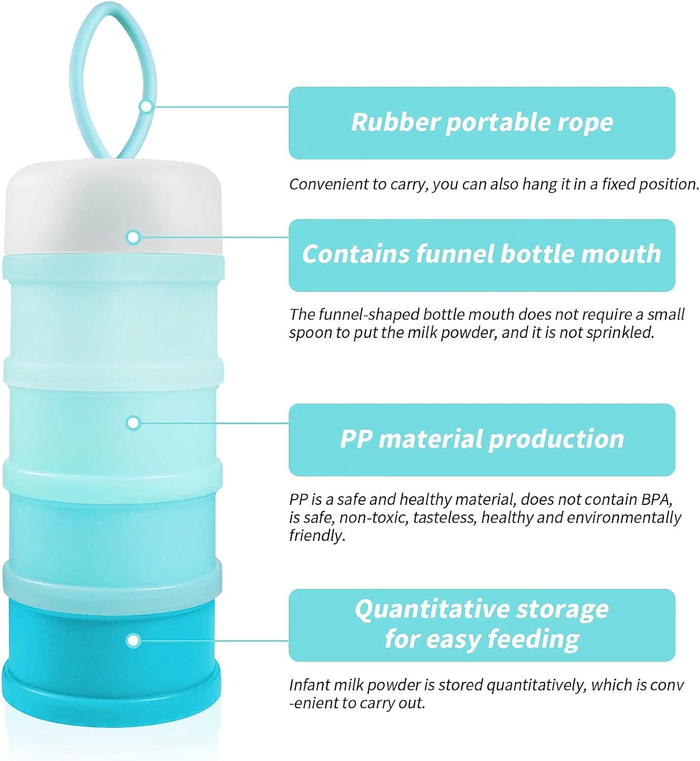 Dispensador de fórmula para bebé, azul