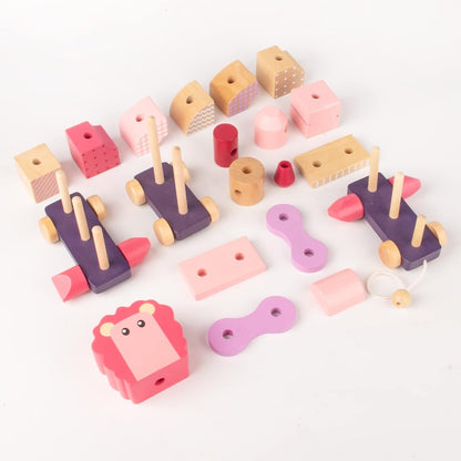 ANIKI- Tren apilable de madera: juguete de tracción con clasificador de formas