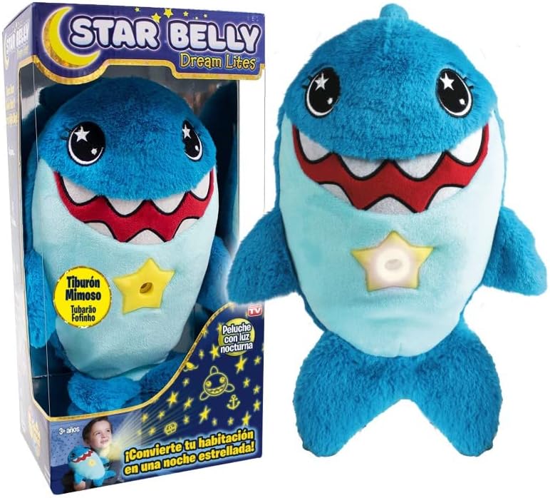 Star Belly Dream Lites- Peluche tiburón Que proyecta un Cielo de Estrellas de Colores en la habitación.