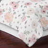 Blush Rosa, Color Gris y Blanco Shabby Chic Acuarela Floral Chica Full/Queen Kid Childrens