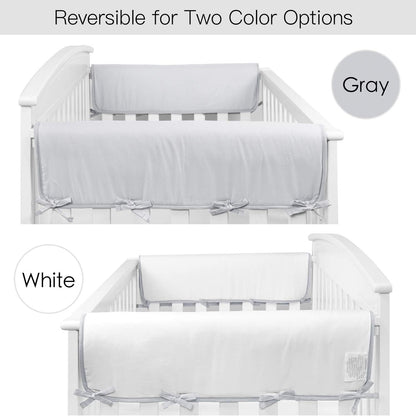 Tillyou- Cobertores para rieles laterales de cuna, reversible Gris/blanco