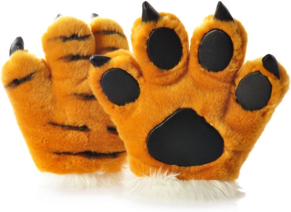 1 par de guantes de felpa de pata de tigre