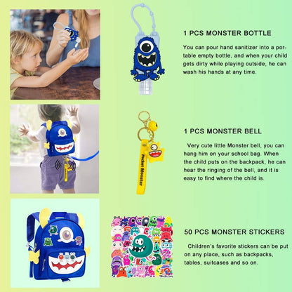 Fruitful Party-  Mochila de mounstruo para niños pequeños con cinturón de seguridad, azul