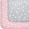 Moonsea-Sábanas para cuna, compatible con Graco Pack n Play, material suave y transpirable, color gris y rosa