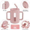 HOTUT- Vaso de vidrio con asas de Silicón y Aprendizaje de Bebé y Niños Pequeños, 210 ml