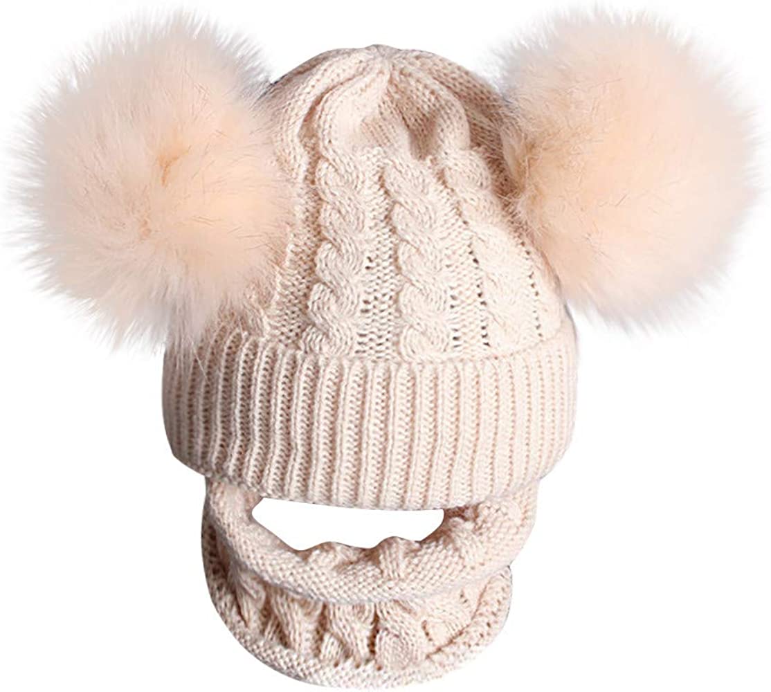 Conjunto de gorro de bebé de hairballs con bufanda tejida, beige talla 0-3m