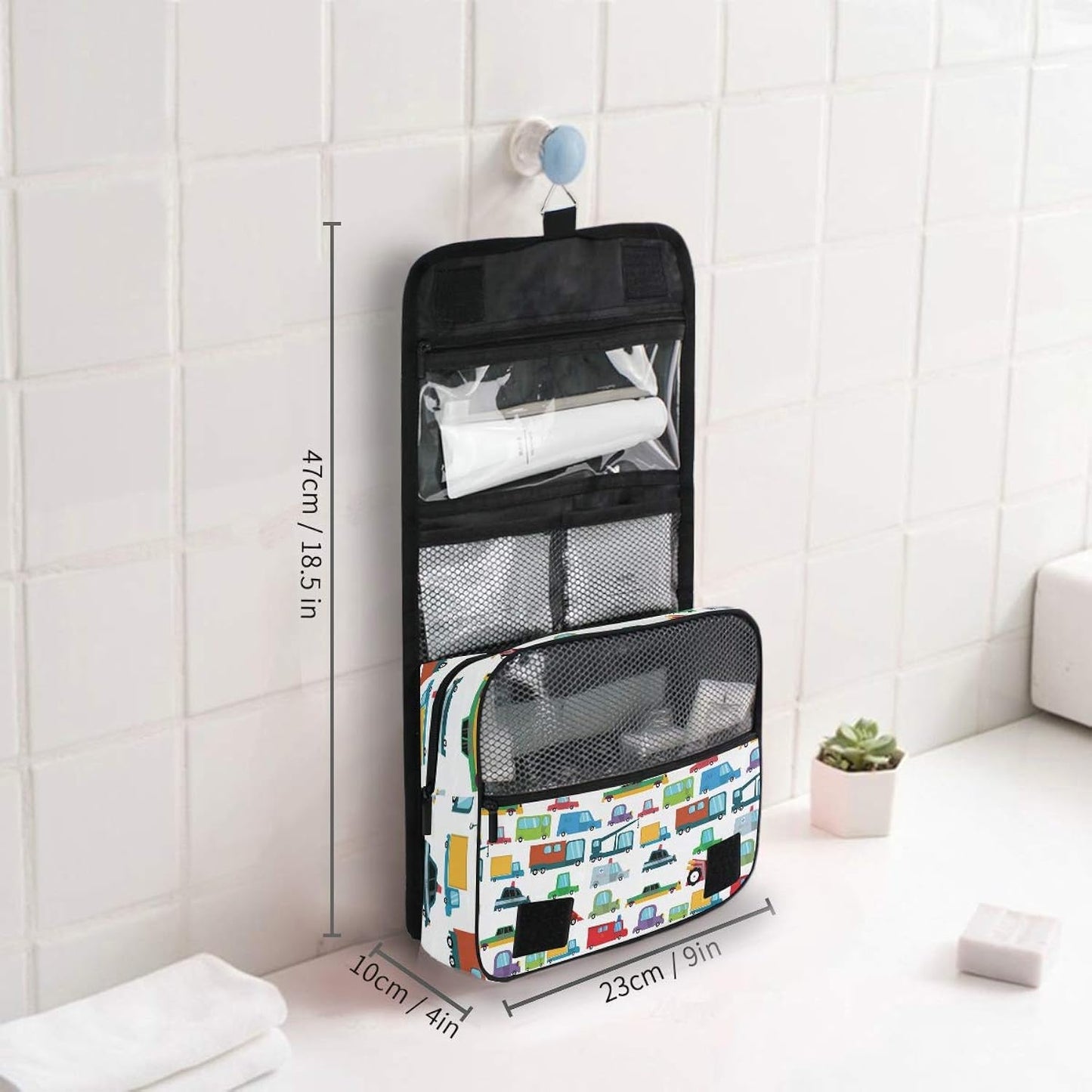 Senya- Kit de neceser de viaje colgante, diseño autos