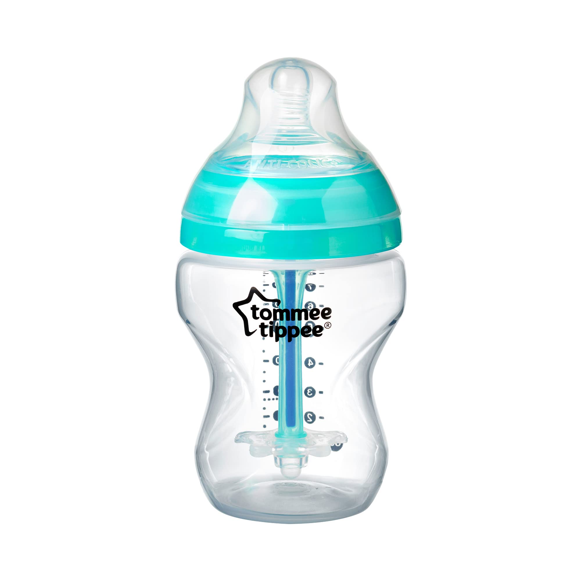 Tommee Tippee - Juego de alimentación para biberones anticólicos, tecnología de detección de calor, pezón similar a la mama, sin BPA, 9 onzas, 1 unidad