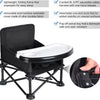 Silla elevadora de viaje y silla de actividades, plegable, portátil, negra