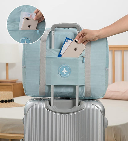 Bolsas de Viaje para Equipaje Espaciosas con Bolsillos, 2 pack celeste y verde