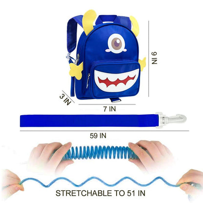 Fruitful Party-  Mochila de mounstruo para niños pequeños con cinturón de seguridad, azul