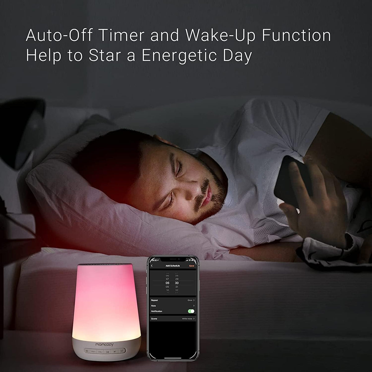 Momcozy- Máquina de Ruido Blanco para Bebés Durmiendo con Luz Nocturna
