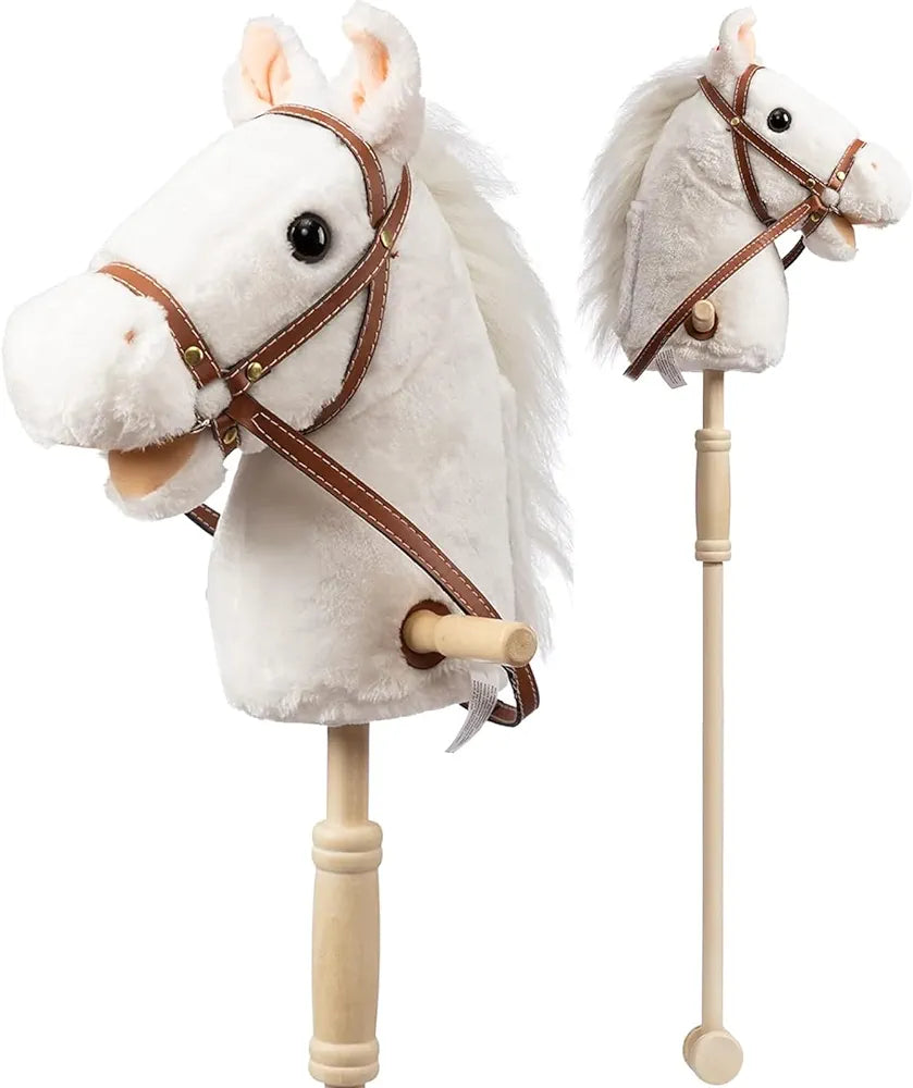 HollyHOME Caballo de palo al aire libre con ruedas de madera