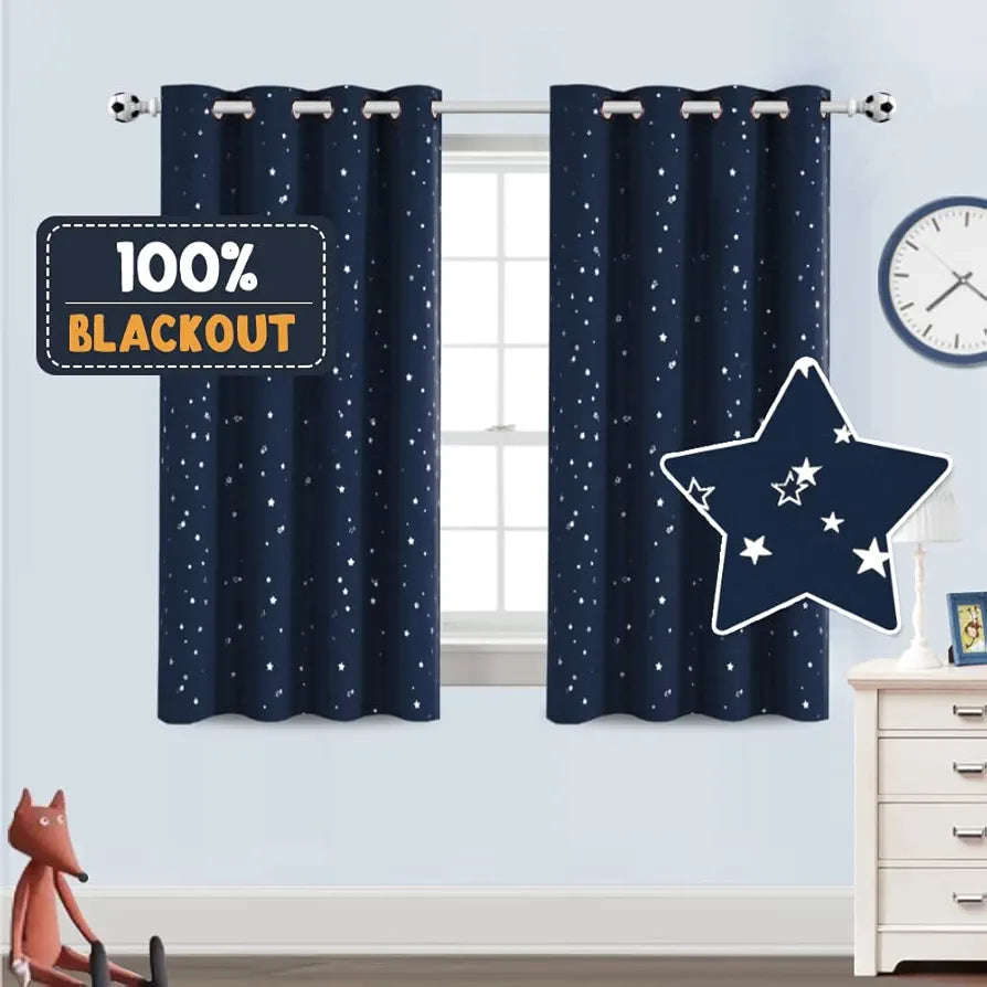 Cortinas opacas para dormitorio infantil, estrellas