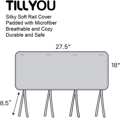 Tillyou- Cobertores para rieles laterales de cuna, reversible Gris/blanco