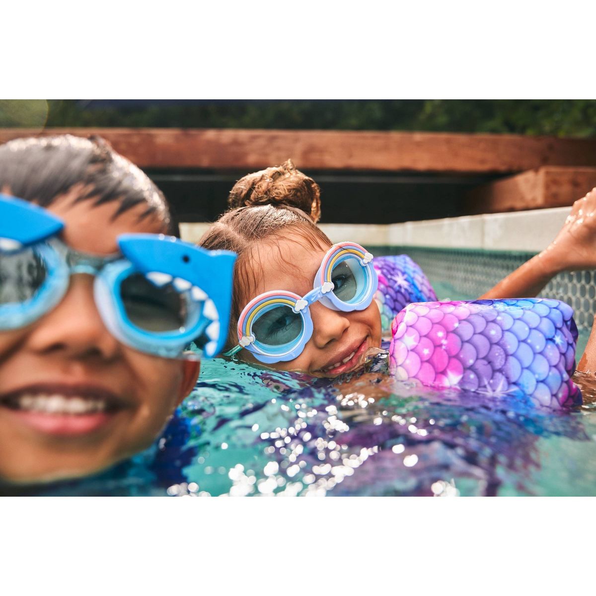 Gafas de natación Speedo Sunny Vibes para niños - Tiburón azul: Correa ajustable