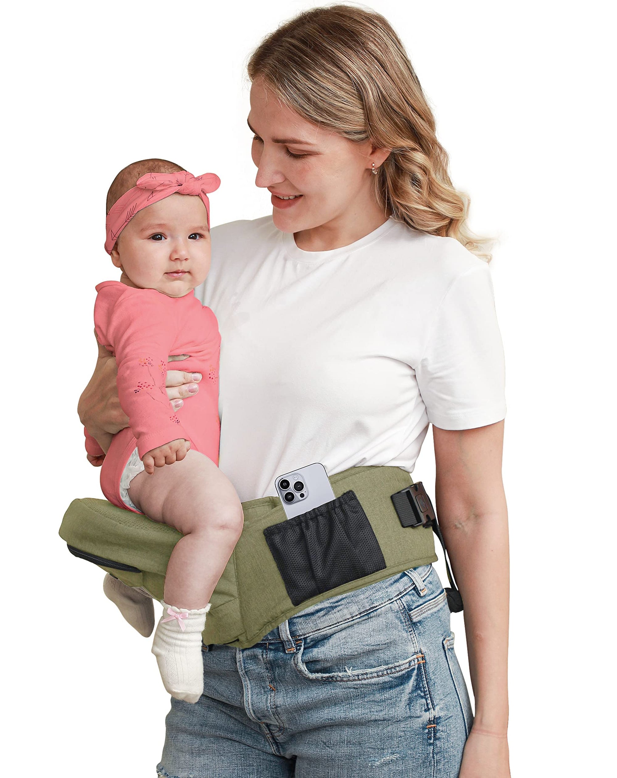 BABYMUST - Portabebés de cadera para niños pequeños con cintura larga ajustable, 8-66 libras