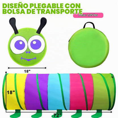 Túnel de juego para niños pequeños de 1 a 3 años, de 6 pies con 2 lados de malla
