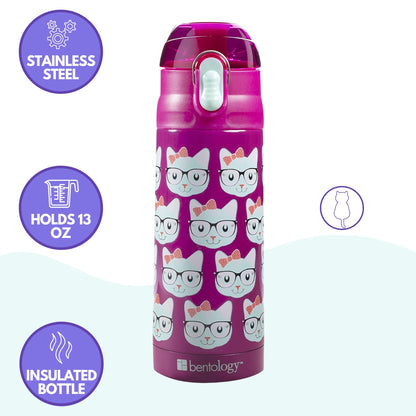 Bentology - Juego de loncheras para niñas, bolsa, botella de agua y bolsa de hielo