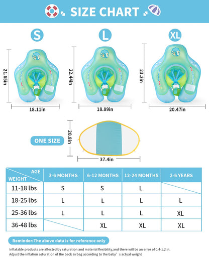 Free Swimming Baby - Flotador inflable para bebés con toldo para protección solar, talla XL