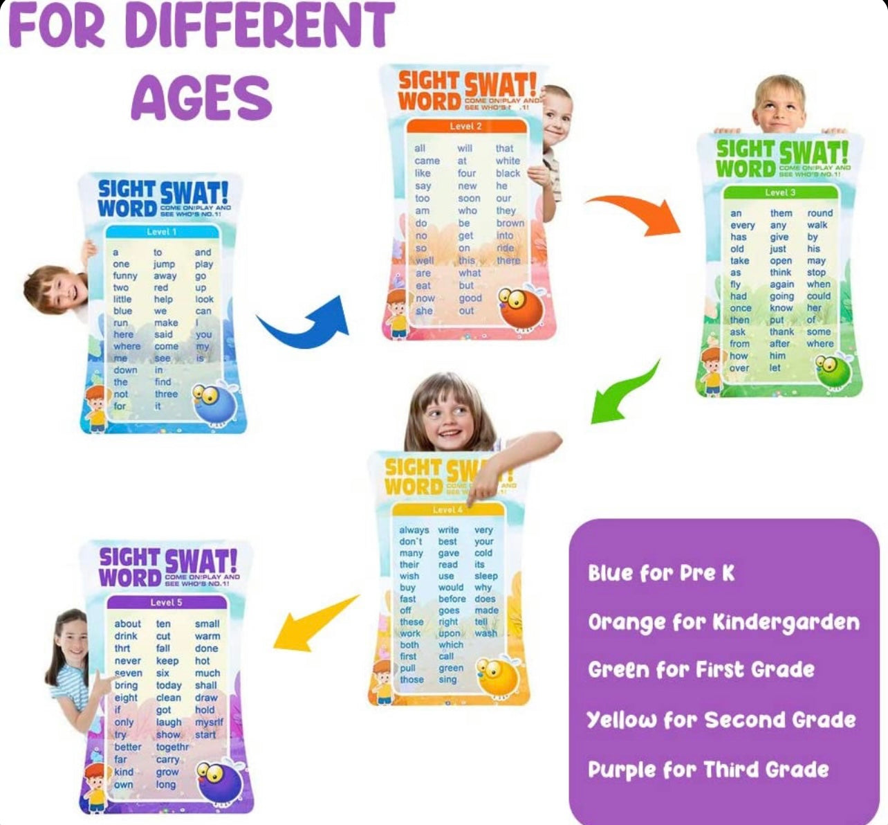 Juguete de aprendizaje Preescolar Swat The Sight Words