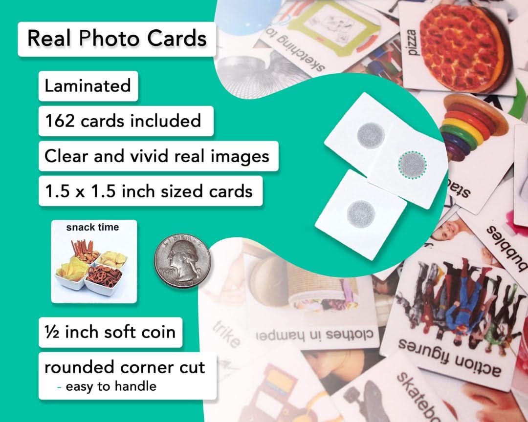 Smile4autism Libro de comunicación visual, 162 tarjetas fotográficas laminadas