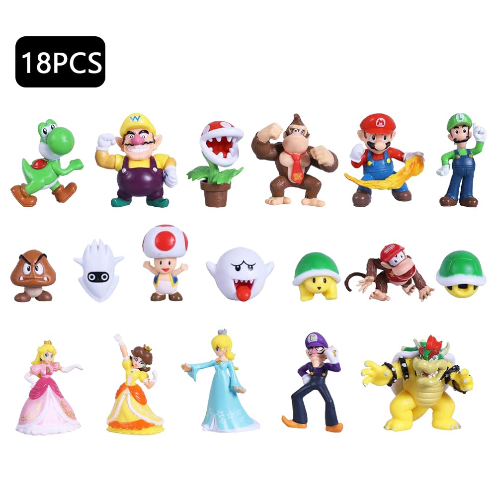 VERENIX 18 piezas de Mario figura de acción mini juguetes