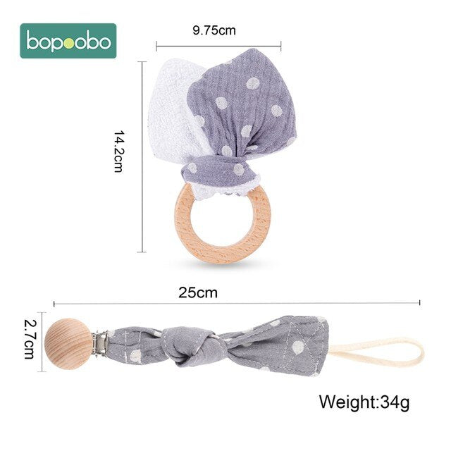 Bopoobo-collar mordedor de madera de haya para bebé