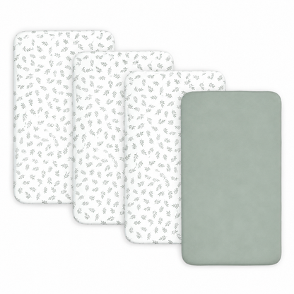 Juego de 4 sábanas bajeras ajustables para moisés (33" x 20")