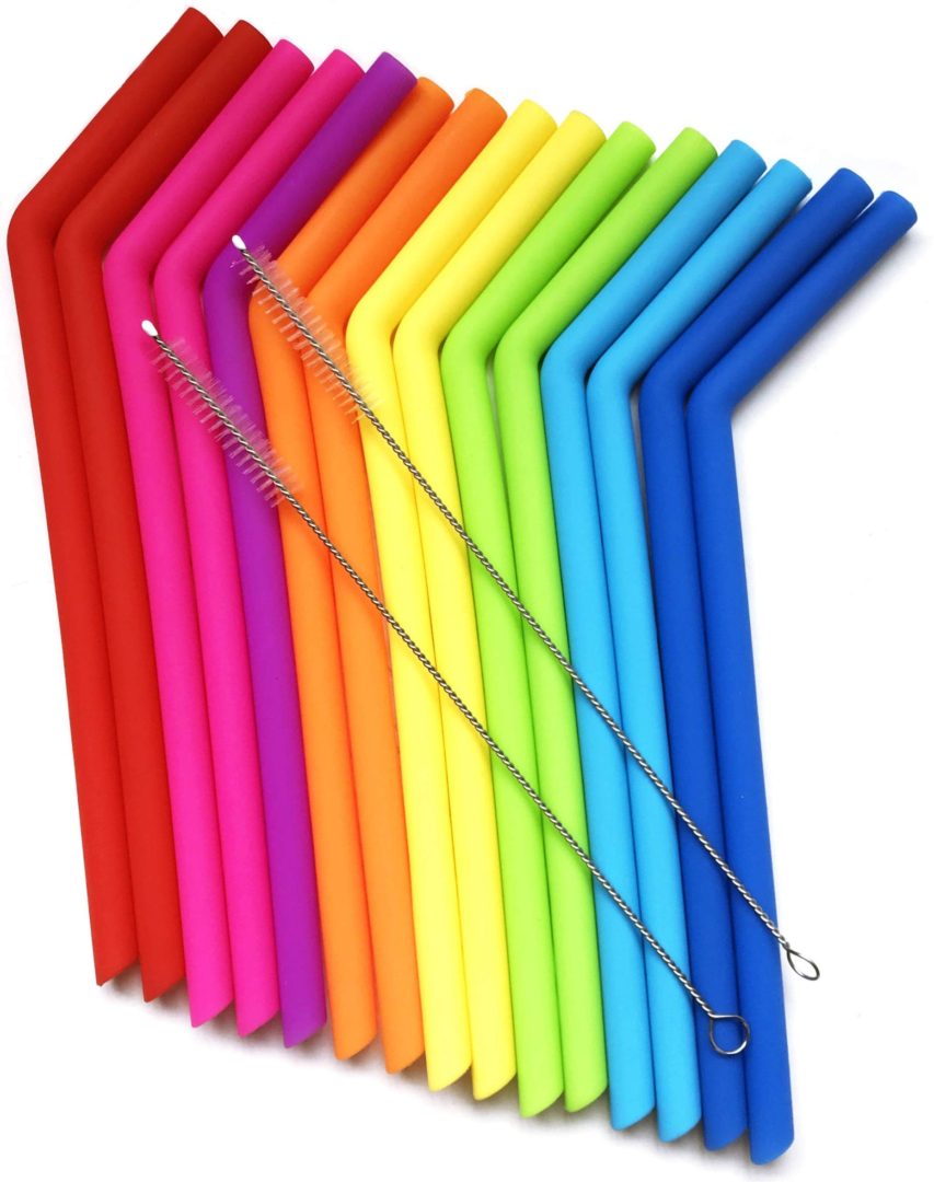 15 pajillas de colores de silicona reutilizables